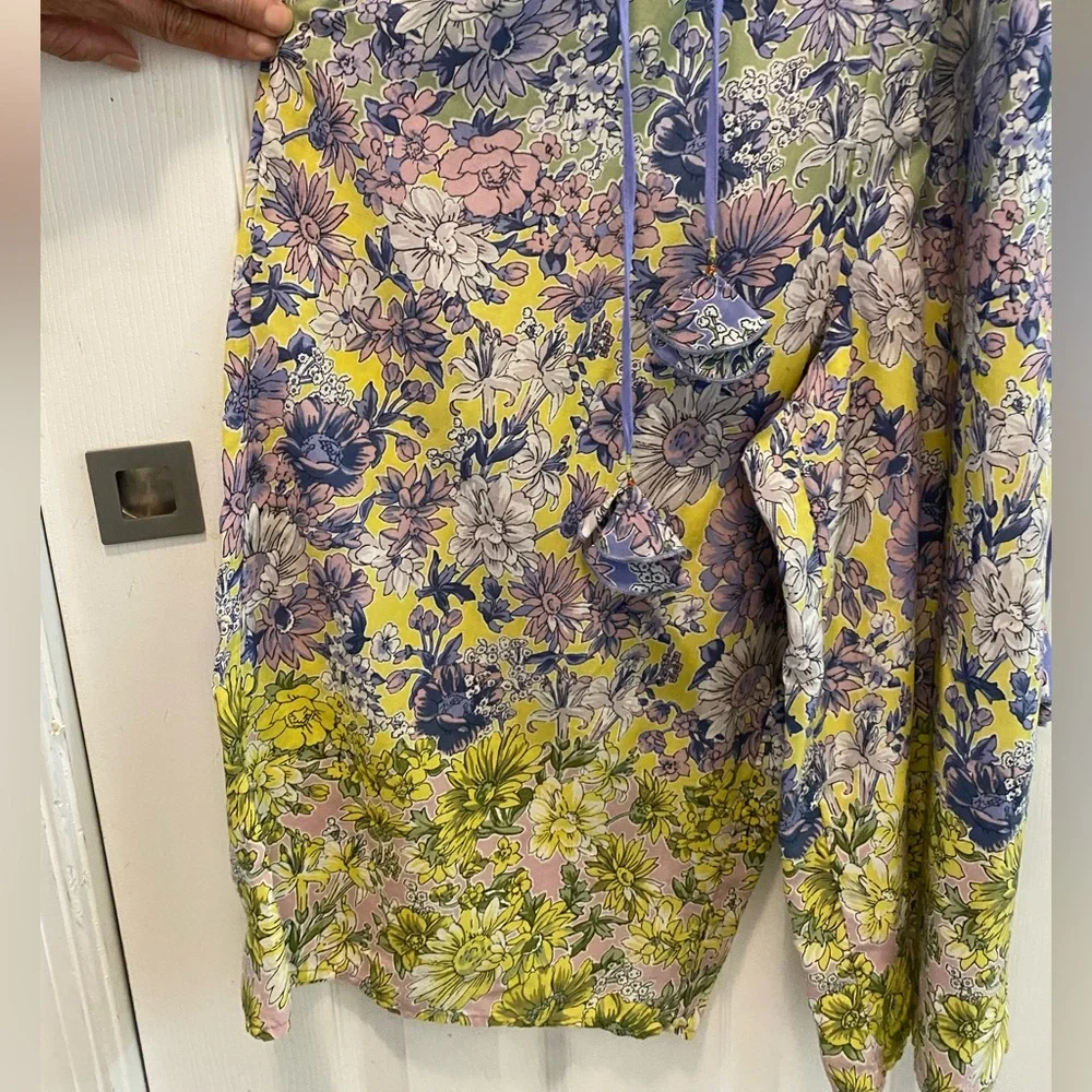Anthropologie | Romerio Sleep Floral Wide Leg Jumpsuit | Purple & Yellow |  | XS - Picture 6 of 15
